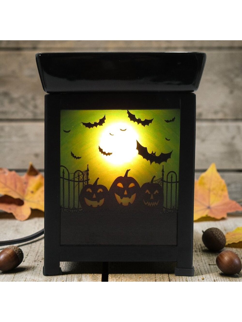 Retired Scentsy Black Pumpkin Graveyard Halloween Decor Wax Warmer Original Box